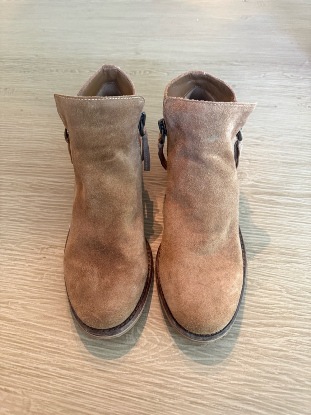 Gianni Bini Tan Suede Ankle Booties with Side Buckle